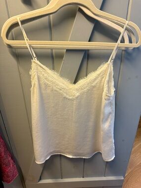 bp White Lace-Trim Satin Camisole